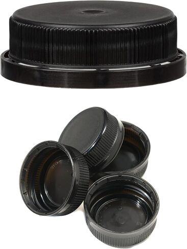 EcoQuality 38MM قبعات السقاطة السوداء الواضحة للعبث لزجاجات العصير البلاستيكية الفارغة الضبابية أغطية لولبية صناعة أمريكية (50) in Kuwait