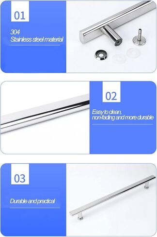 Polished SUS304 Stainless Steel Heavy Duty Bathroom Shower Pull Push Door Handles, 600mm Knobs for Durable, Stylish Bathroom Doors in Kuwait