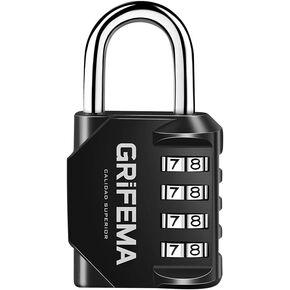 قفل مجموعة GRIFEMA - قفل خزانة مكون من 4 أرقام مقاوم للماء وقابل لإعادة الضبط، قفل أمان من سبائك الزنك شديد التحمل لخزانة المدرسة الرياضية، صندوق الأدوات، البوابة، السياج، الخزانة، التخزين، الاستخدام الداخلي والخارجي in Kuwait