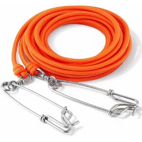 Boao Spearfishing Float Line 1/4" Foam‑Filled Braided Polypropylene Float Spearfishing Rope Tow Line with 5.9" Stainless Clips,Orange in Kuwait