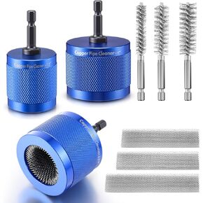 Copper Pipe Cleaner for Drill Set Includes External Stainless Steel Wire Bore Brushes, Internal Tube Cleaning Brushes, Replacement Plumbing Tools (1/2", 3/4", 1",Blue) in Kuwait