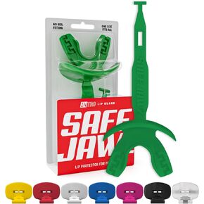 حارس الفم لكرة القدم من SAFEJAWZ، واقي الشفاه الرياضي مع حزام متصل، قطعة فم قابلة للتنفس للبالغين والشباب، واقي الفم لكرة القدم واللاكروس (أحمر) in Kuwait