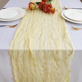 Yellow Cheesecloth Table Runner Spring Easter 10Ft Cheese Cloth Rustic Gauze Boho Table Runner for Baby Shower Wedding Bridal Decoration (Yellow) in Saudi Arabia