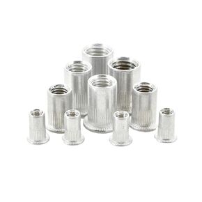 Flat Rivet Nut Carbon/Stainless Steel Pop Rivets Metric Thread Metal Panel Clamp Lock Aluminum Rivnuts(Carbon Steel (Black),M8 (100Pcs)) in Kuwait