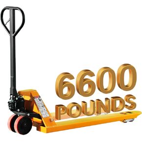 شاحنة رافعة البليت الصناعية مع شوكات مقاس 27 بوصة عرض × 48 بوصة طول، 6600 رطل. السعة، عجلات PU مزدوجة، شاحنة البليت اليدوية للأغراض العامة للمستودعات والتصنيع والبيع بالتجزئة in Kuwait