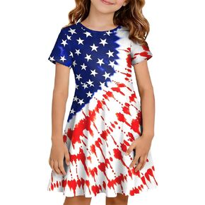 PECHAR 4th of July Shirts Women American Flag Dresses Patriotic USA Flag Tees V Neck Beach Swimsuit Coverup in Kuwait