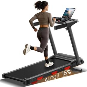 LONTEK 15% Auto Incline Treadmills for Home, 10S Folds Away Portable Treadmill with Led Screen & Handle Bar Up to 300LBS Capacity, 3.0HP 7-Layer Shock-Absorbing Walking Pad Treadmill 0.6-7.2MPH in Saudi Arabia