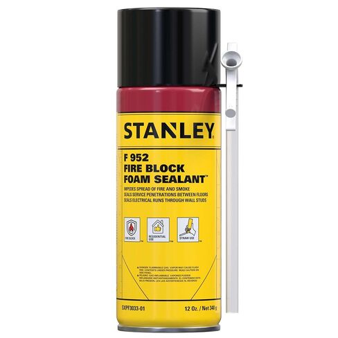 Stanley F952 Fire Block Spray Foam – (2x12oz) Fire Rated Expanding Polyurethane Foam Sealant for Gap Filling & Sealing on Doors, Windows, Walls, Pipes & Joints – Indoor/Outdoor Straw Use | 2 Pack in Saudi Arabia