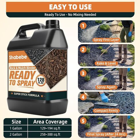Mulch & Rock Glue with Battery Powered Sprayer, 1 Gallons Ready-to-Use Landscape Glue for Gravel, Mulch & Small Stones, No Dilution Formula, Weather-Resistant Pea Gravel Stabilizer in Kuwait