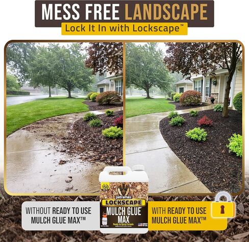 غراء PetraMax Lockscape Mulch للمناظر الطبيعية، (صنع في الولايات المتحدة الأمريكية) - لاصق مناظر طبيعية آمن للحيوانات الأليفة لقش الصنوبر ورقائق الخشب - جاهز لرش مرساة المهاد ورذاذ غراء المناظر الطبيعية للمروج والباحات (2 جالون) in Kuwait
