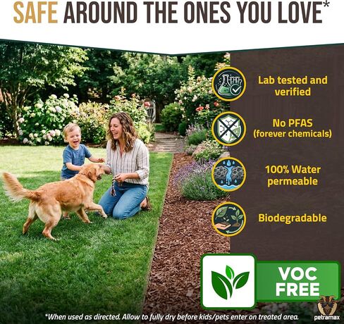 غراء PetraMax Lockscape Mulch للمناظر الطبيعية، (صنع في الولايات المتحدة الأمريكية) - لاصق مناظر طبيعية آمن للحيوانات الأليفة لقش الصنوبر ورقائق الخشب - جاهز لرش مرساة المهاد ورذاذ غراء المناظر الطبيعية للمروج والباحات (2 جالون) in Kuwait