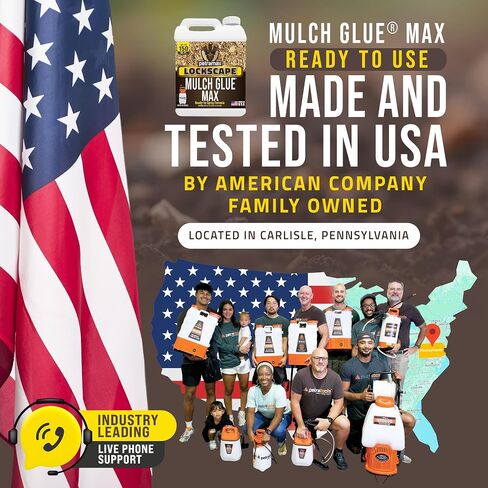 غراء PetraMax Lockscape Mulch للمناظر الطبيعية، (صنع في الولايات المتحدة الأمريكية) - لاصق مناظر طبيعية آمن للحيوانات الأليفة لقش الصنوبر ورقائق الخشب - جاهز لرش مرساة المهاد ورذاذ غراء المناظر الطبيعية للمروج والباحات (2 جالون) in Kuwait