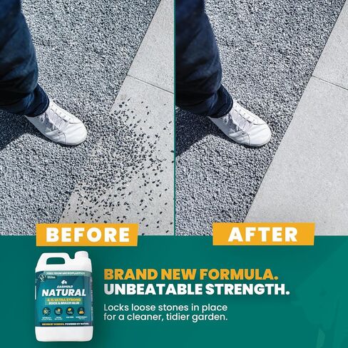 Vuba Easihold Natural Gravel Glue for Landscaping 1 Gallon, Rock Binder for Pea Gravel, Stones & Pebbles, Clear Gravel Stabilizer for Patios, Walkways, Driveways & Garden Borders, Non-Toxic in Kuwait
