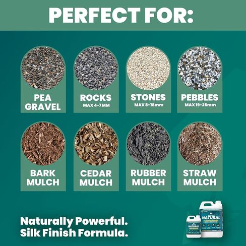 Vuba Easihold Natural Gravel Glue for Landscaping 1 Gallon, Rock Binder for Pea Gravel, Stones & Pebbles, Clear Gravel Stabilizer for Patios, Walkways, Driveways & Garden Borders, Non-Toxic in Kuwait