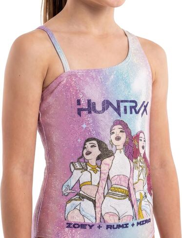 KPop Demon Hunters Swimsuit, Huntrix Girls Swimsuit with Zoey, Rumi and Mira, One Piece Kids Swimwear for Summer in Kuwait