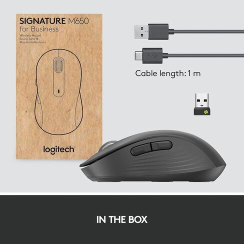 Logitech Signature M650 for Business Wireless Mouse, for Small to Medium Sized Hands, Logi Bolt, Bluetooth, SmartWheel - Graphite in Kuwait