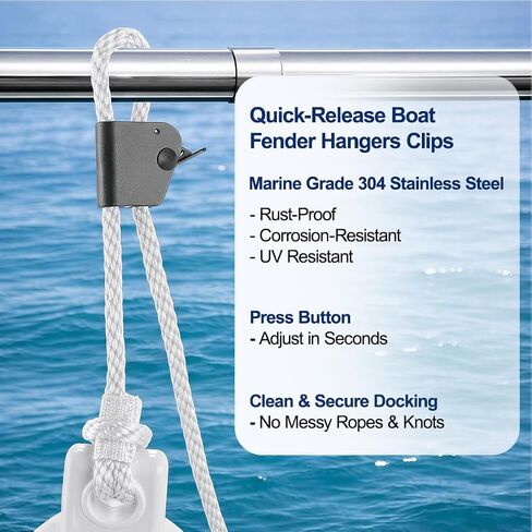 White Boat Fenders for Docking 5.5."/6.5"/8.5" Inflatable Ribbed Marine Boat Fender with Fender Lines 6.5ft, Stainless Steel Fender Hanger Clips in Kuwait