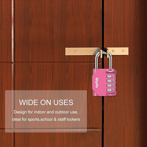 4 Digit Combination Padlock, Diyife Weatherproof School Gym Locker Lock, Plated Steel Resettable Number Lock for Sports Locker, Toolbox, Fence, Hasp, Cabinet, Pink in Saudi Arabia