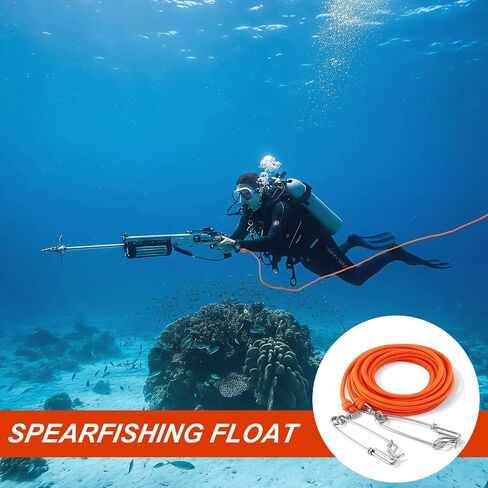 Boao Spearfishing Float Line 1/4" Foam‑Filled Braided Polypropylene Float Spearfishing Rope Tow Line with 5.9" Stainless Clips,Orange in Kuwait