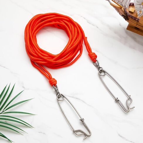 Boao Spearfishing Float Line 1/4" Foam‑Filled Braided Polypropylene Float Spearfishing Rope Tow Line with 5.9" Stainless Clips,Orange in Kuwait