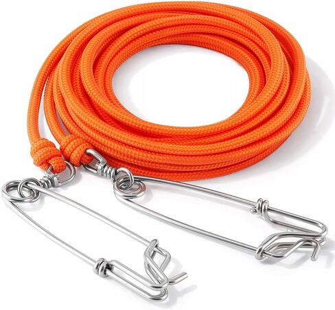 Boao Spearfishing Float Line, Foam‑Filled Braided Polypropylene Float Spearfishing Rope Tow Line with 5.9" Stainless Clips in Kuwait