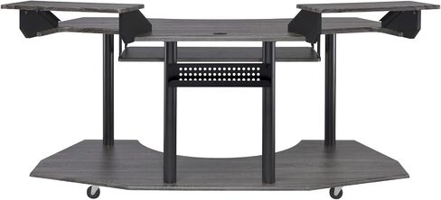 roomfitters Eleazar 71-Inch Black Oak Music Recording Desk, Professional 61-Key Audio Production Workstation, Mobile Studio Console with Dual Monitor Stands in Kuwait