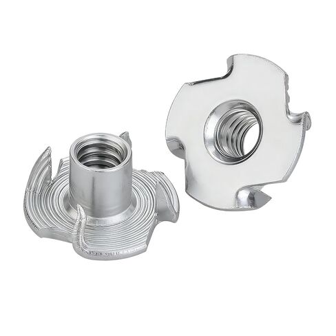 1/4"-20 T-Nuts 304 من الفولاذ المقاوم للصدأ، 4 شوكات على شكل تي 3/8" طول البرميل، إدراج خشب T-Nut للخشب، حوامل تسلق الصخور، الأثاث، الخزانة، 50 قطعة in Saudi Arabia