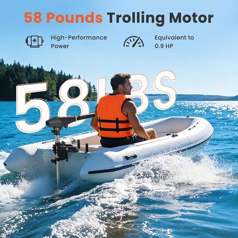 58 LBS Trolling Motor, Brushless Electric Motor with Stepless Speed Control, 30 Inch Shaft, LED Battery Indicator, Transom Mounted for Kayak, Fishing Boat in Kuwait