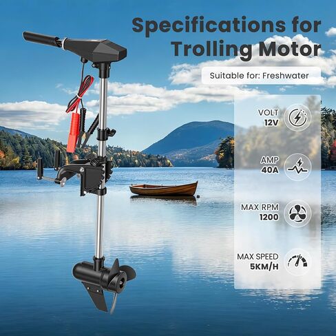 58 LBS Trolling Motor, Brushless Electric Motor with Stepless Speed Control, 30 Inch Shaft, LED Battery Indicator, Transom Mounted for Kayak, Fishing Boat in Kuwait