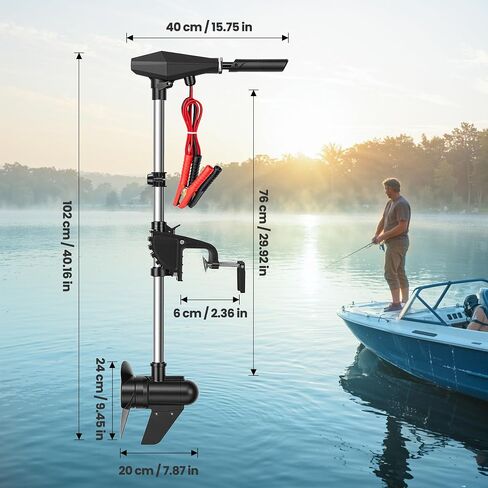 58 LBS Trolling Motor, Brushless Electric Motor with Stepless Speed Control, 30 Inch Shaft, LED Battery Indicator, Transom Mounted for Kayak, Fishing Boat in Kuwait