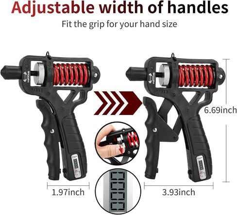 Adjustable 11-350 Lbs, Grip Strength Trainer, Forearm Hand Exerciser for Strength with Digital Counter, Hand Gripper Strengthener for Athletes Muscle Building Hand Treatment Strength Recovery. in Kuwait