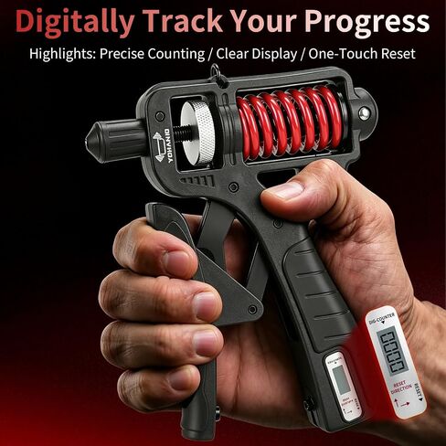 Adjustable 11-350 Lbs, Grip Strength Trainer, Forearm Hand Exerciser for Strength with Digital Counter, Hand Gripper Strengthener for Athletes Muscle Building Hand Treatment Strength Recovery. in Kuwait