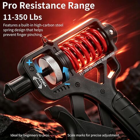 Adjustable 11-350 Lbs, Grip Strength Trainer, Forearm Hand Exerciser for Strength with Digital Counter, Hand Gripper Strengthener for Athletes Muscle Building Hand Treatment Strength Recovery. in Kuwait
