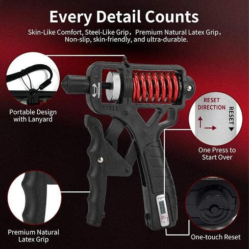 Adjustable 11-350 Lbs, Grip Strength Trainer, Forearm Hand Exerciser for Strength with Digital Counter, Hand Gripper Strengthener for Athletes Muscle Building Hand Treatment Strength Recovery. in Kuwait