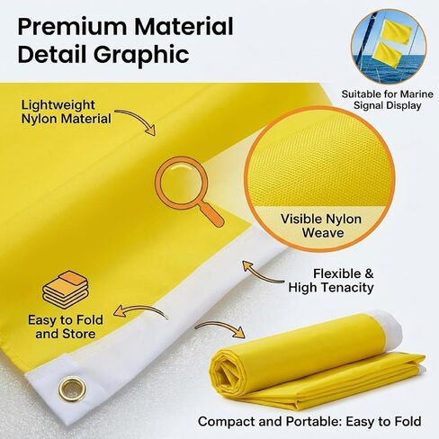 2 Pcs Quarantine Flag 12x19 Inch, Solid Yellow Blank Boat Flag for Marine Sailing and Port Entry in Kuwait
