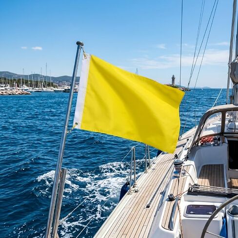 2 Pcs Quarantine Flag 12x19 Inch, Solid Yellow Blank Boat Flag for Marine Sailing and Port Entry in Kuwait
