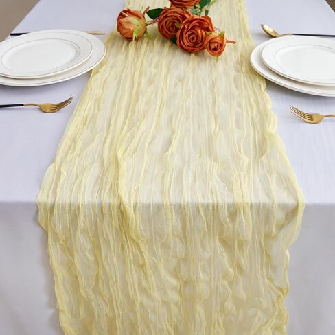 Yellow Cheesecloth Table Runner Spring Easter 10Ft Cheese Cloth Rustic Gauze Boho Table Runner for Baby Shower Wedding Bridal Decoration (Yellow) in Saudi Arabia