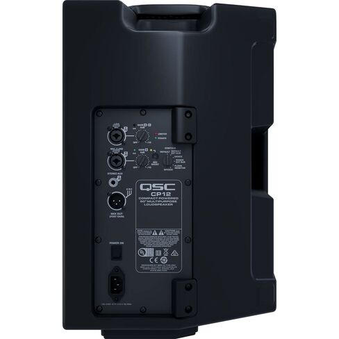 مكبر صوت QSC CP12 ثنائي الاتجاه مقاس 12 بوصة بقدرة 1000 واط مع DSP (زوج) مع حامل مكبر صوت فولاذي Auray SS-47S-PB مع حافظة وكابل 2X XLR-XLR in Kuwait