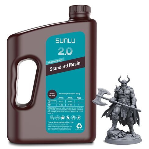 SUNLU ترقية قياسية 2.0 فوتوبوليمير راتنج طابعة ثلاثية الأبعاد 405 نانومتر راتنج معالج بالأشعة فوق البنفسجية، دقة أعلى، صلابة أقوى، رمادي 1000 جرام in Kuwait