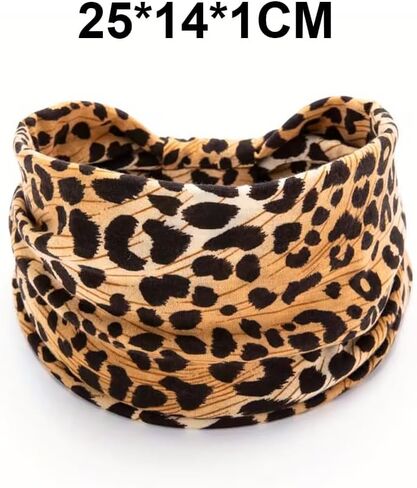 Stylish Leopard Print Sweat-Absorbent Stretch Women's Yoga Wide Knot Headband for Fitness & Yoga in Kuwait