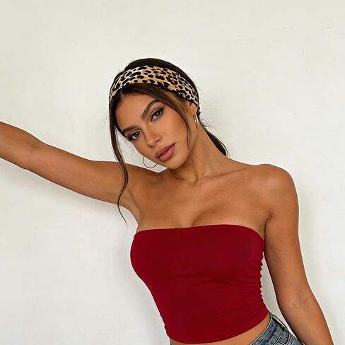 Stylish Leopard Print Sweat-Absorbent Stretch Women's Yoga Wide Knot Headband for Fitness & Yoga in Kuwait
