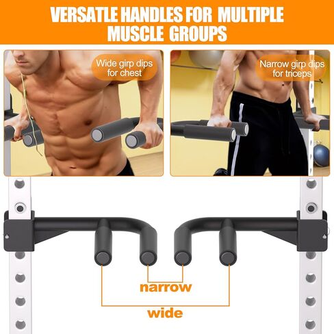 Muti-Grip Dip Bars Attachment for Power Cage with 5/8" or 1" Hole, Non-Slip Wide & Narrow Grip Dips Double Handles, 600 lbs Capacity, Squat Rack Attachment for Dips, Inverted Rows, Push-Ups in Kuwait