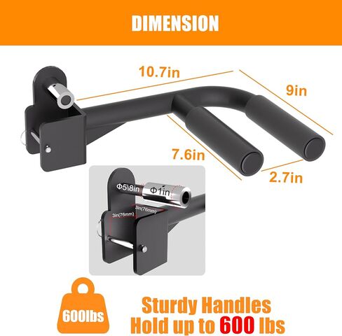 Muti-Grip Dip Bars Attachment for Power Cage with 5/8" or 1" Hole, Non-Slip Wide & Narrow Grip Dips Double Handles, 600 lbs Capacity, Squat Rack Attachment for Dips, Inverted Rows, Push-Ups in Kuwait