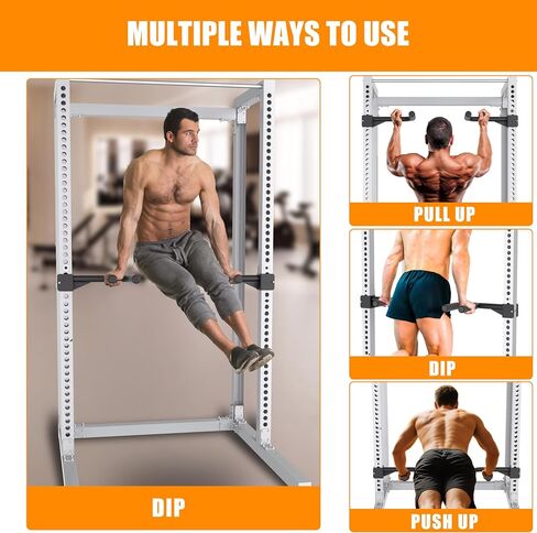 Muti-Grip Dip Bars Attachment for Power Cage with 5/8" or 1" Hole, Non-Slip Wide & Narrow Grip Dips Double Handles, 600 lbs Capacity, Squat Rack Attachment for Dips, Inverted Rows, Push-Ups in Kuwait