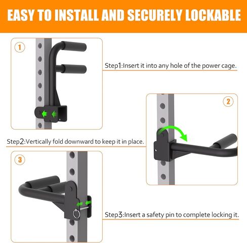 Muti-Grip Dip Bars Attachment for Power Cage with 5/8" or 1" Hole, Non-Slip Wide & Narrow Grip Dips Double Handles, 600 lbs Capacity, Squat Rack Attachment for Dips, Inverted Rows, Push-Ups in Kuwait