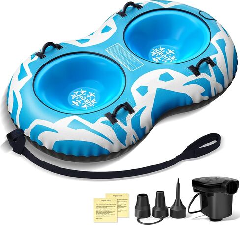 Snow Tube with Towable Leash, 68 Inch Snow Sleds for Kids and Adult，2 Person Sled for Winter Sports, Snow Tubes for Sledding Heavy Duty, Inflatable Snow Sled with Double Layer Bottom Fabric in Kuwait