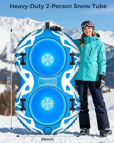 Snow Tube with Towable Leash, 68 Inch Snow Sleds for Kids and Adult，2 Person Sled for Winter Sports, Snow Tubes for Sledding Heavy Duty, Inflatable Snow Sled with Double Layer Bottom Fabric in Kuwait