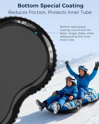 Snow Tube with Towable Leash, 68 Inch Snow Sleds for Kids and Adult，2 Person Sled for Winter Sports, Snow Tubes for Sledding Heavy Duty, Inflatable Snow Sled with Double Layer Bottom Fabric in Kuwait
