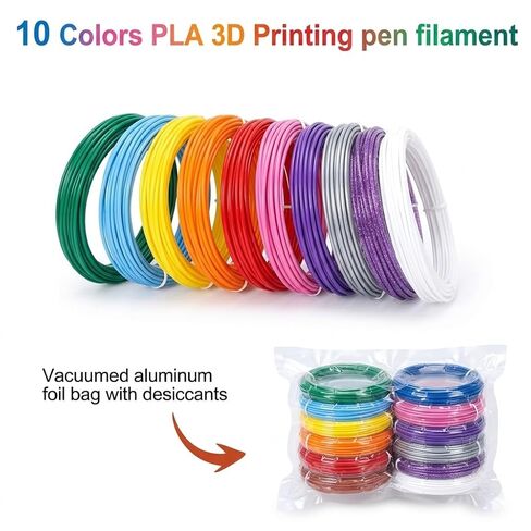1.75mm PLA 3D Pen Filament Refills, 10 Colors 5M Per Color, 164FT Total Length, Low Odor Smooth Extrusion No Bubble Filament for 3D Pens in Kuwait