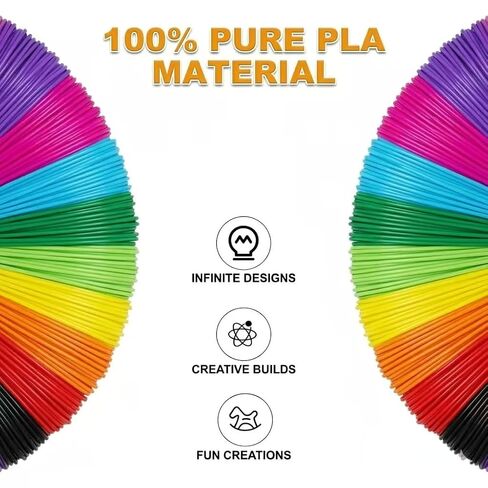 1.75mm PLA 3D Pen Filament Refills, 10 Colors 5M Per Color, 164FT Total Length, Low Odor Smooth Extrusion No Bubble Filament for 3D Pens in Kuwait